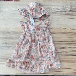 Janie and Jack 18-24 Charming Pink Kids Dress with NWT Hat